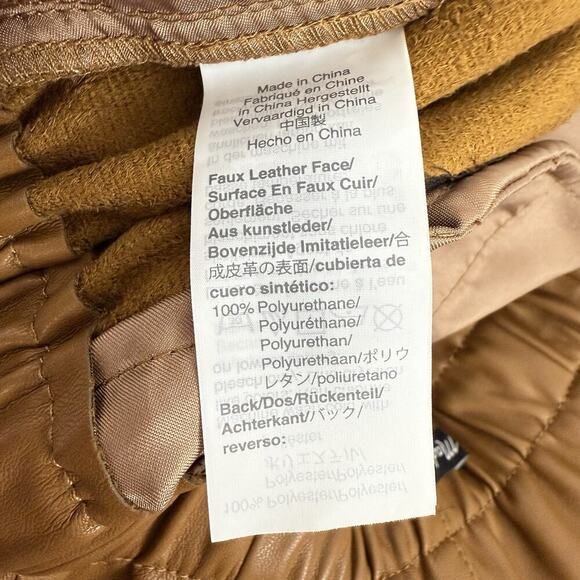 Madewell Vegan Faux Leather Pants Size 16 Brown High Rise Elastic Waist Pull On - Picture 9 of 15